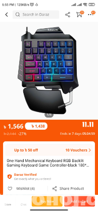 RGB ONE HAND GAMING KEYBOARD